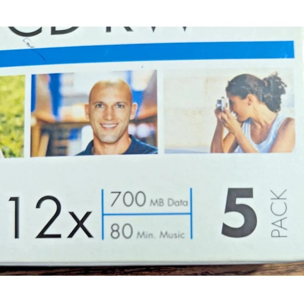 5-PK HP CD-RW ReWritable 12X Blank Disc in Case High Speed Compact Disc NEW